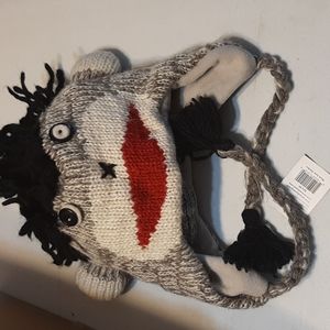 Sock monkey wool knit toque